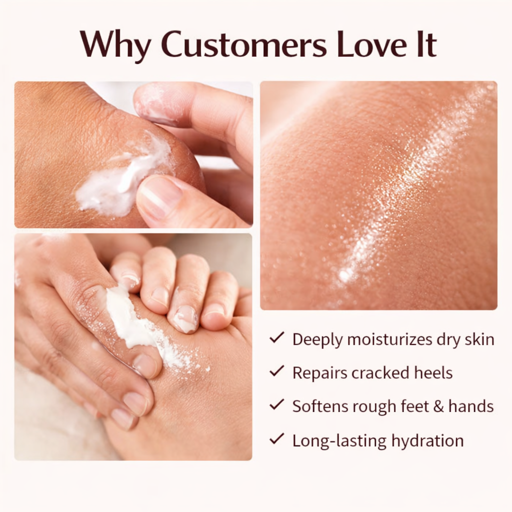 Horse Oil Foot Cream for Cracked Heels | Deep Moisturizing Repair Cream for Dry Skin, Hands & Feet | Smooth Soft Skin Treatment