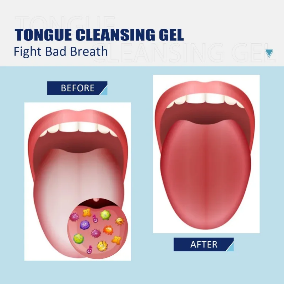 Tongue Cleaning Gel 50g with Tongue Scraper, Removes Bad Breath, Fights Bacteria, Oral Hygiene Care, Fresh Breath Treatment
