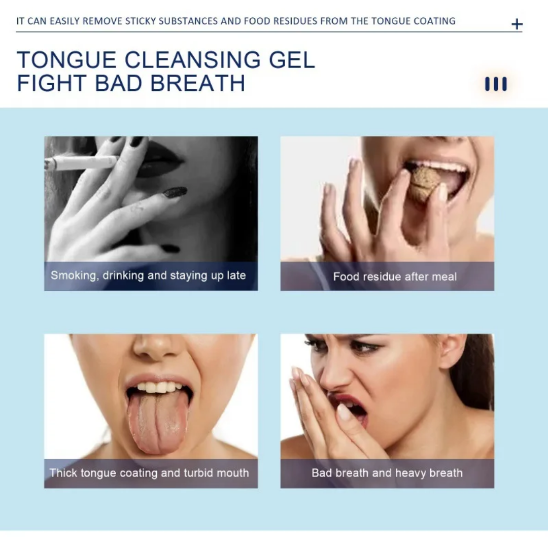 Tongue Cleaning Gel 50g with Tongue Scraper, Removes Bad Breath, Fights Bacteria, Oral Hygiene Care, Fresh Breath Treatment