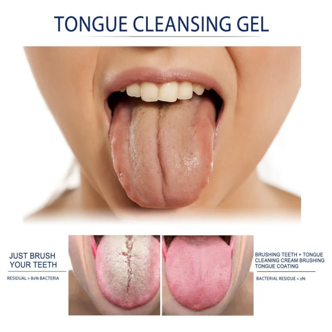 Tongue Cleaning Gel 50g with Tongue Scraper, Removes Bad Breath, Fights Bacteria, Oral Hygiene Care, Fresh Breath Treatment