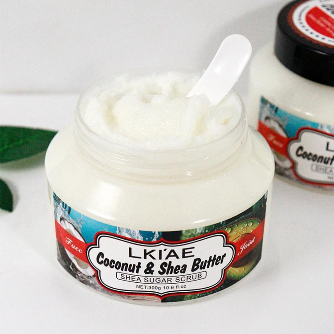 Vitallity Glow Polish Coconut & Shea Exfoliating Scrub – Deep Moisturizing Body & Face Sugar Scrub for Smooth, Radiant Skin (300g)