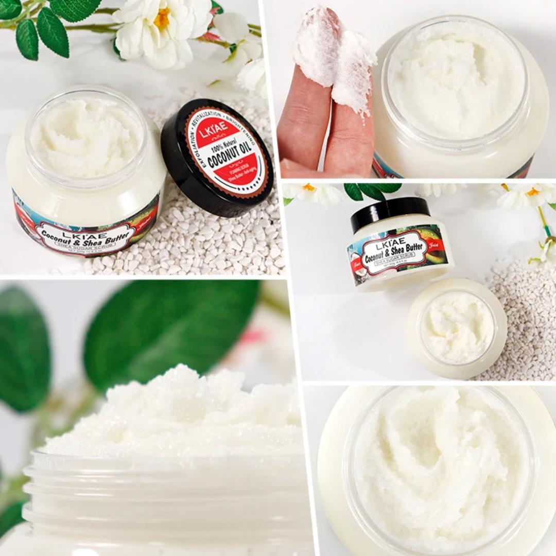 Vitallity Glow Polish Coconut & Shea Exfoliating Scrub – Deep Moisturizing Body & Face Sugar Scrub for Smooth, Radiant Skin (300g)