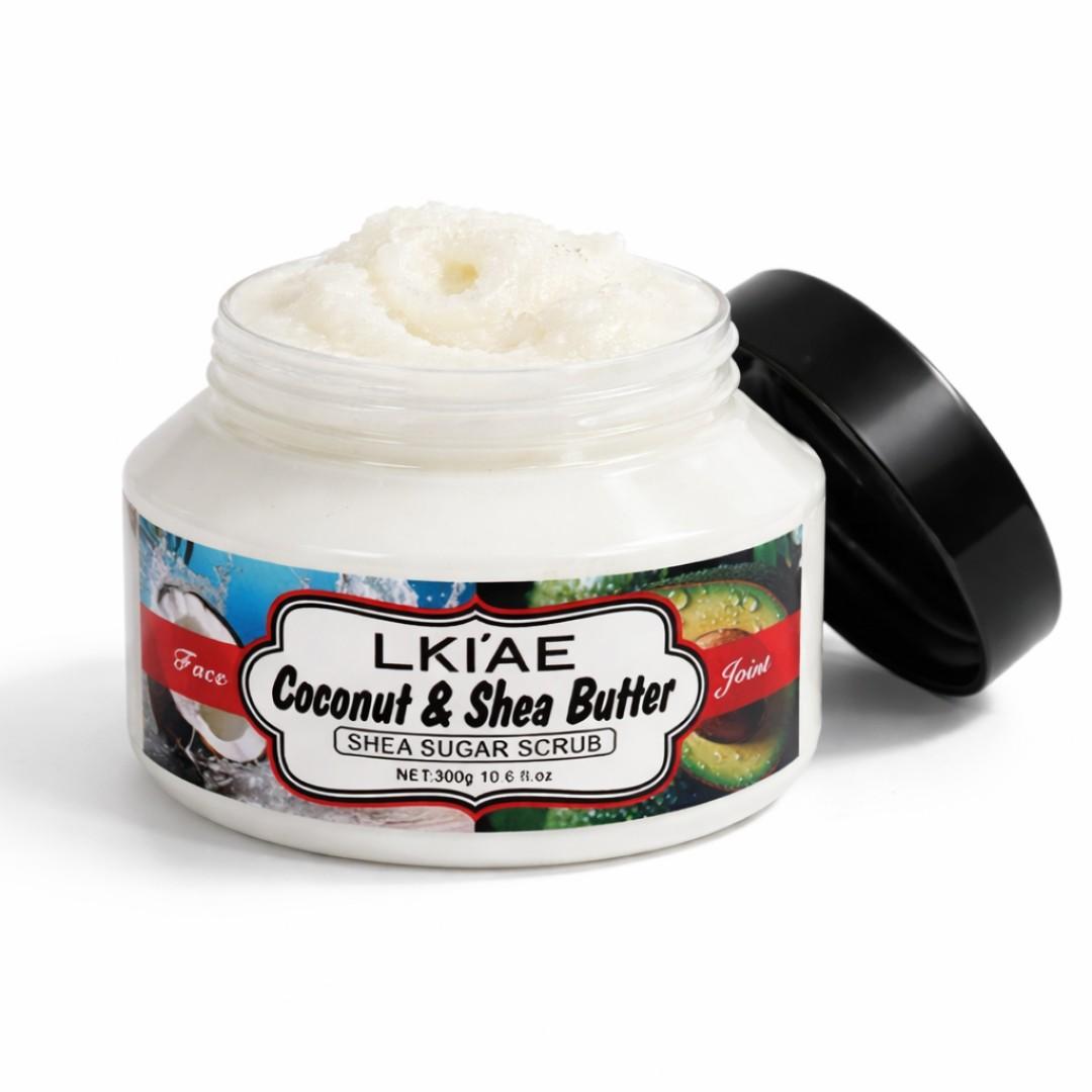 Vitallity Glow Polish Coconut & Shea Exfoliating Scrub – Deep Moisturizing Body & Face Sugar Scrub for Smooth, Radiant Skin (300g)