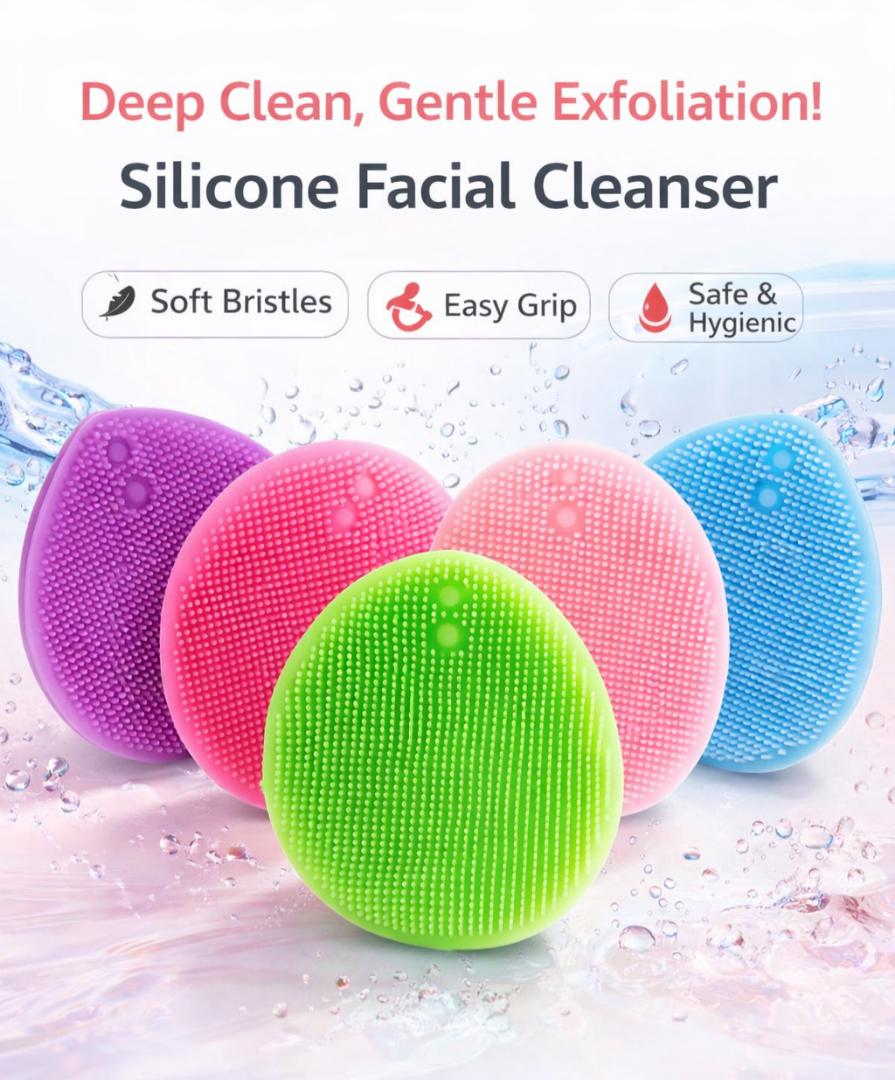 Silicone Facial Cleansing Brush – Soft Exfoliating Face Scrubber, Deep Pore Cleanser, Reusable Skin Care Tool