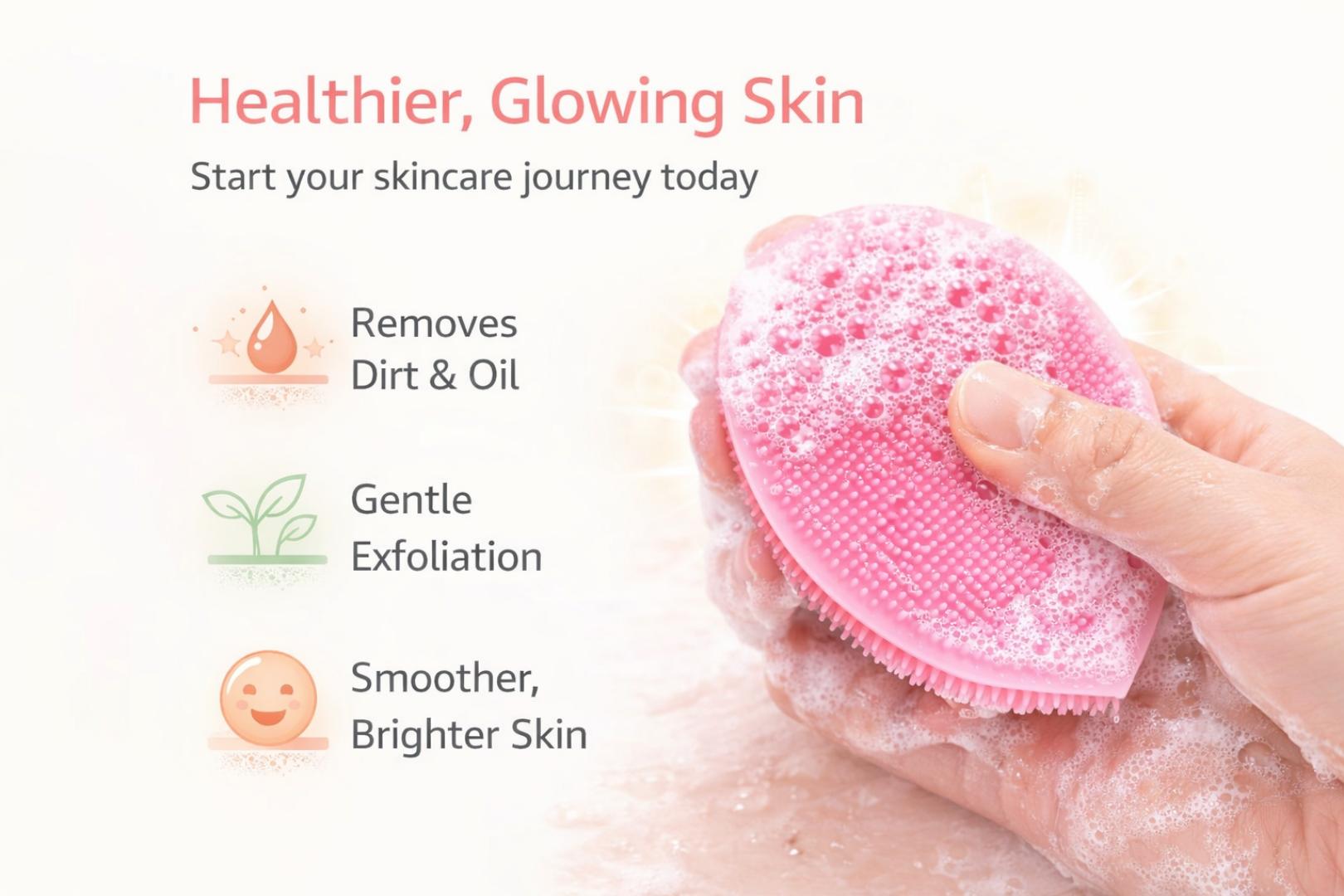 Silicone Facial Cleansing Brush – Soft Exfoliating Face Scrubber, Deep Pore Cleanser, Reusable Skin Care Tool