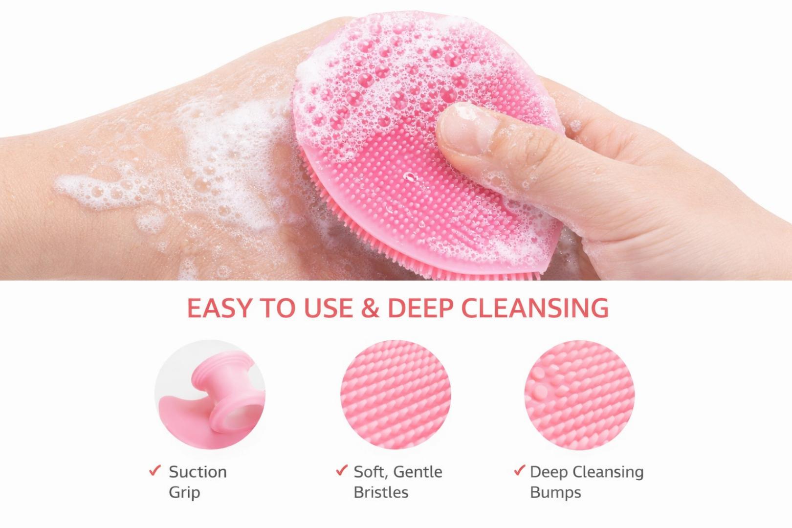 Silicone Facial Cleansing Brush – Soft Exfoliating Face Scrubber, Deep Pore Cleanser, Reusable Skin Care Tool
