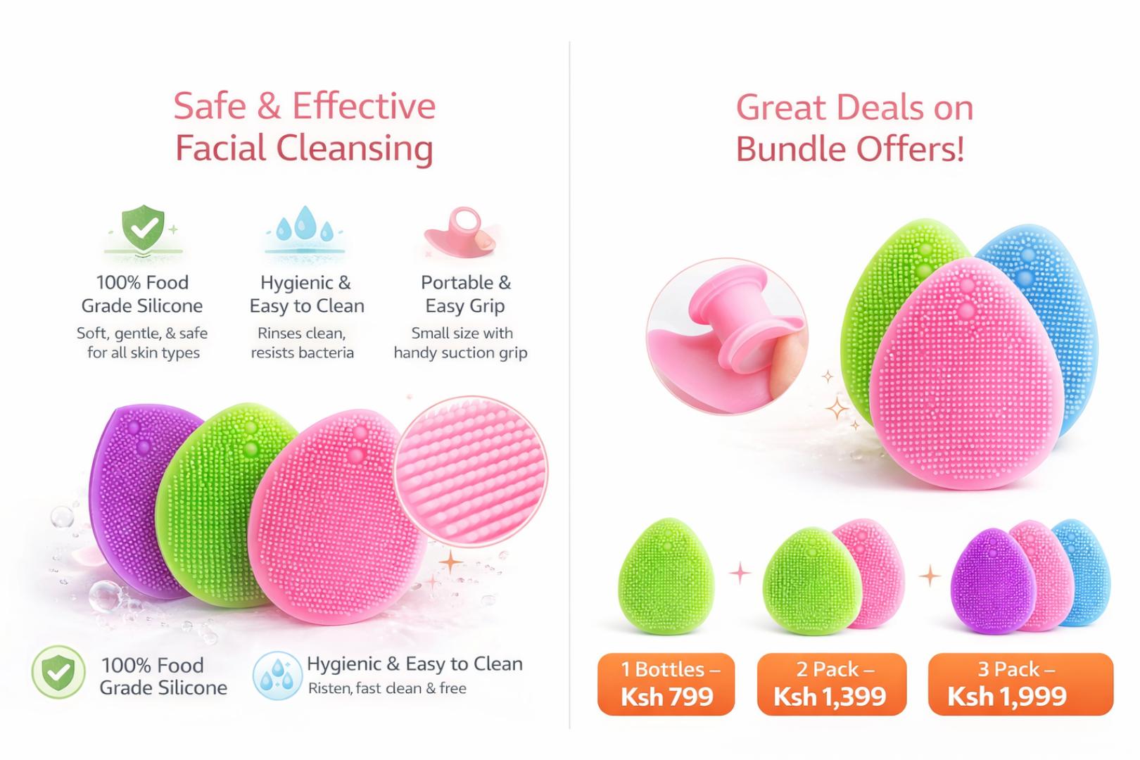 Silicone Facial Cleansing Brush – Soft Exfoliating Face Scrubber, Deep Pore Cleanser, Reusable Skin Care Tool