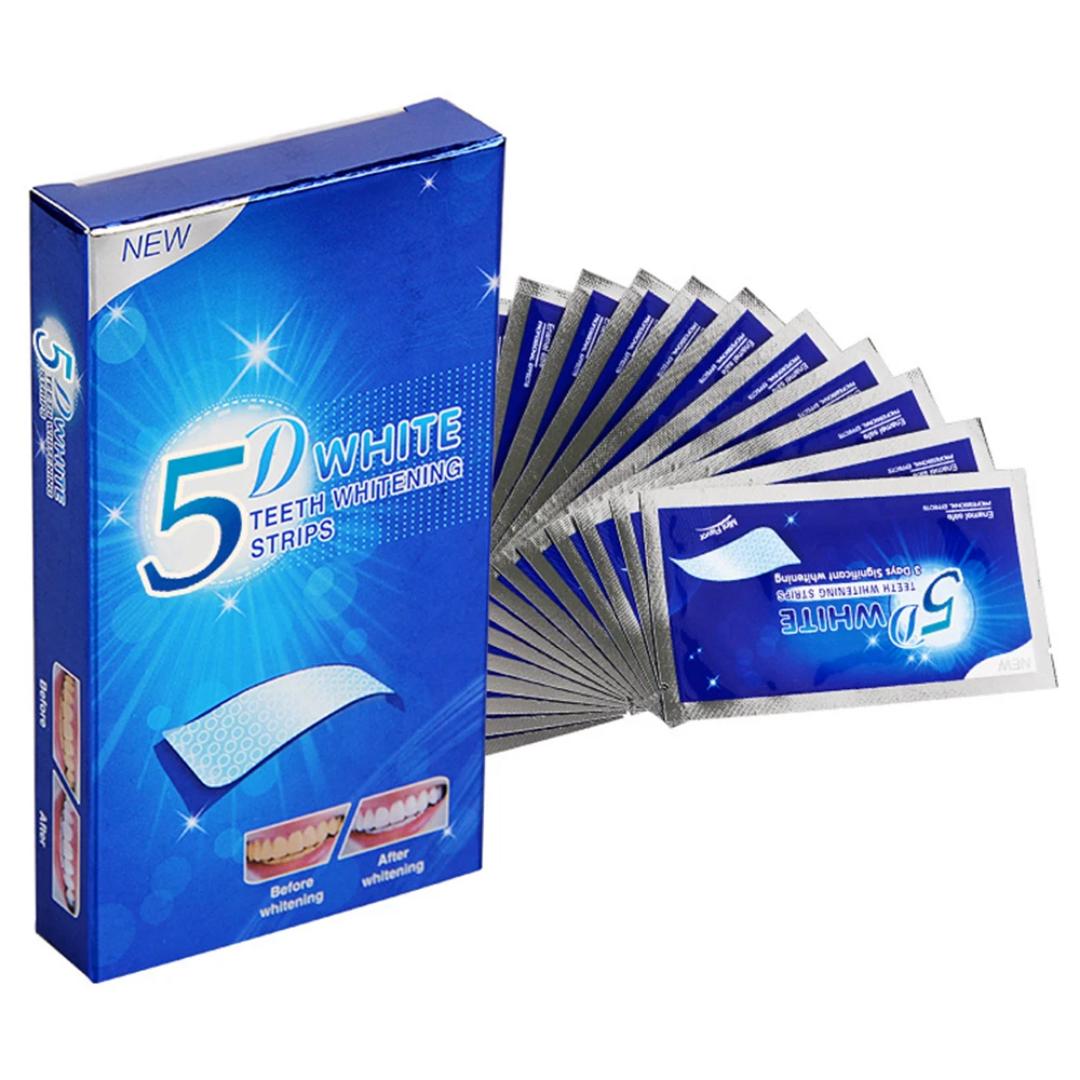 5D White Teeth Whitening Strips Kit – Professional Fast Whitening Dental Strips for Bright Smile (Full Set)