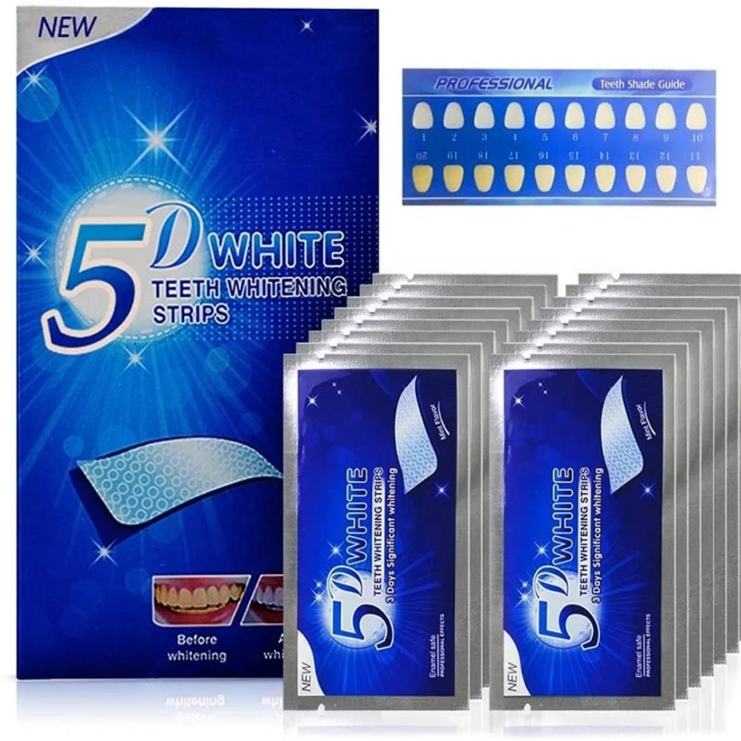 5D White Teeth Whitening Strips Kit – Professional Fast Whitening Dental Strips for Bright Smile (Full Set)