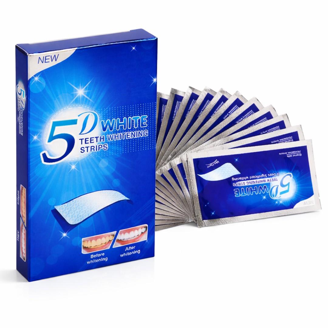 5D White Teeth Whitening Strips Kit – Professional Fast Whitening Dental Strips for Bright Smile (Full Set)