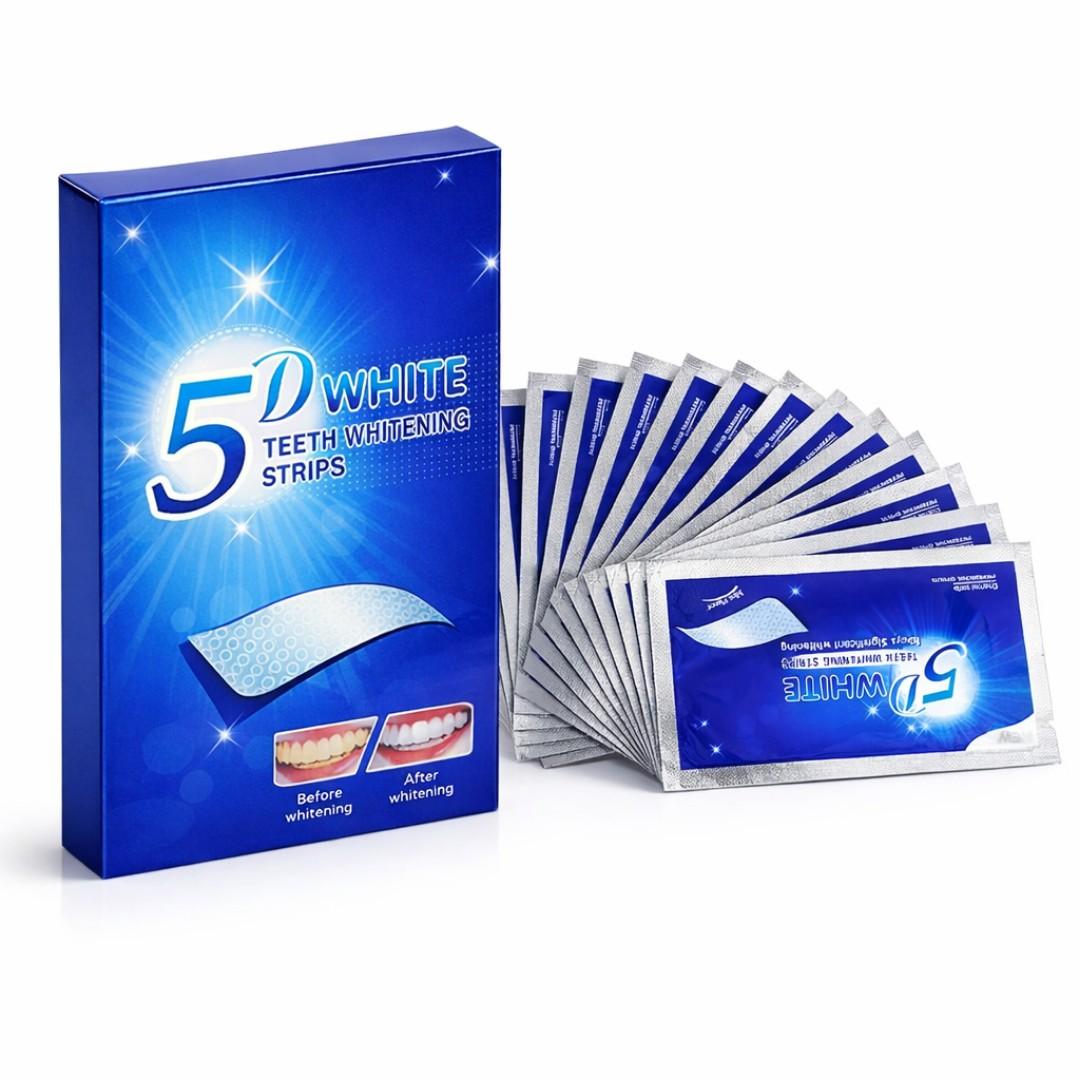 5D White Teeth Whitening Strips Kit – Professional Fast Whitening Dental Strips for Bright Smile (Full Set)