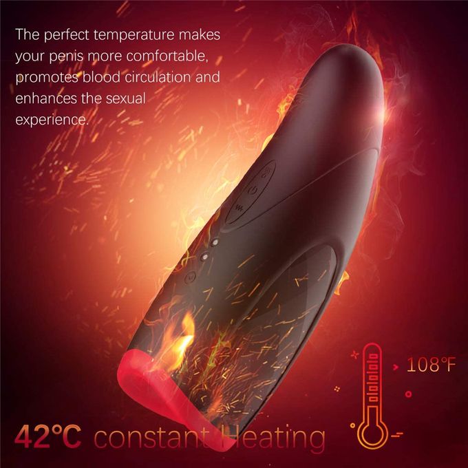 Automatic Warming & Vibrating Male Masturbators Cup, Warming Electric Pocket Puss_y Adult Sex Toy