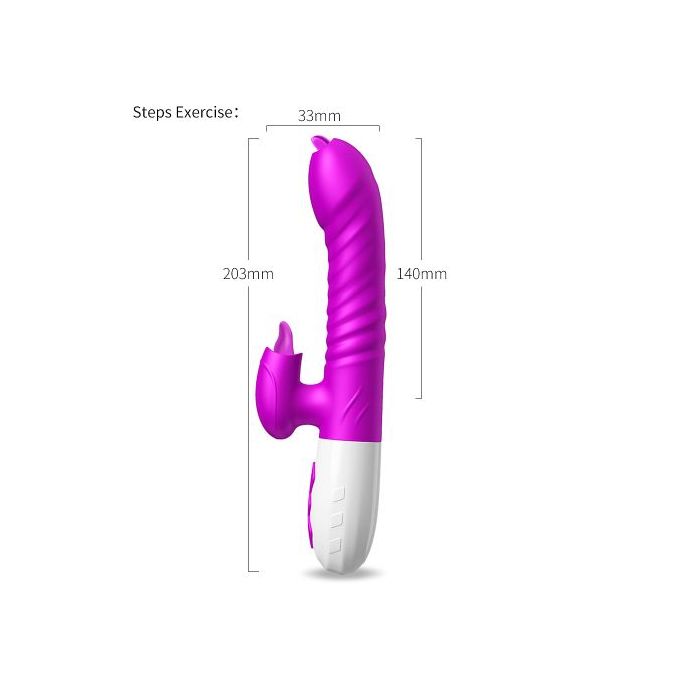 Rabbit Vibrator With Telescopic Tongue Lick & Double Motor