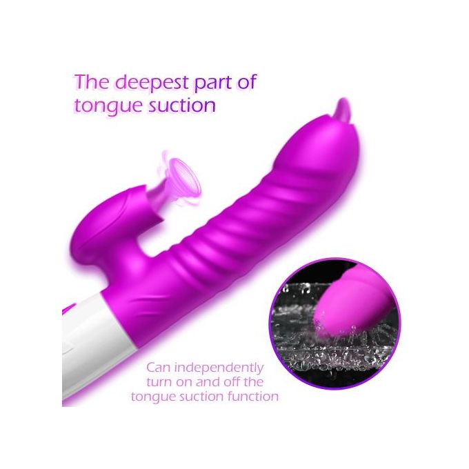 Rabbit Vibrator With Telescopic Tongue Lick & Double Motor