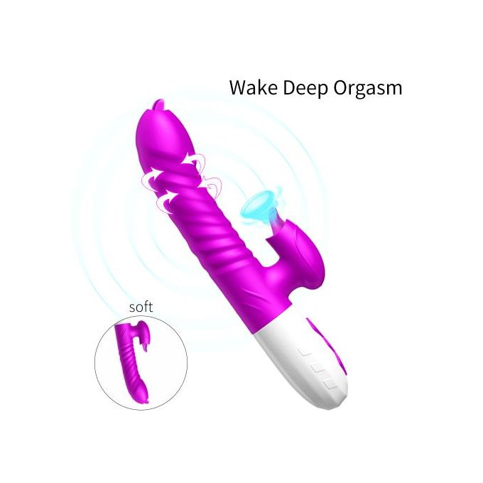 Rabbit Vibrator With Telescopic Tongue Lick & Double Motor