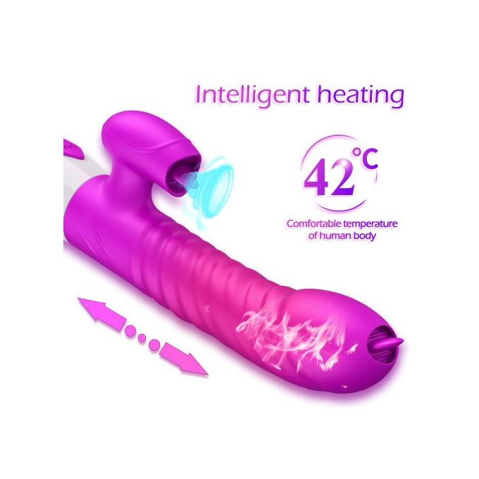Rabbit Vibrator With Telescopic Tongue Lick & Double Motor