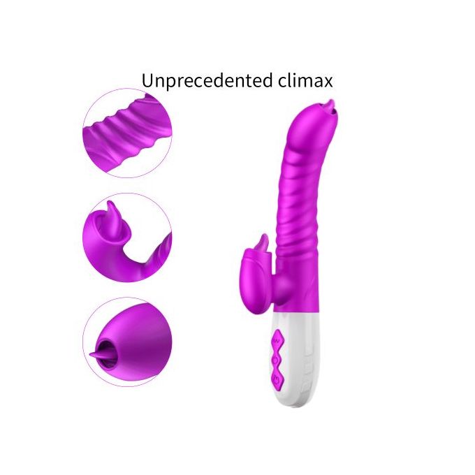 Rabbit Vibrator With Telescopic Tongue Lick & Double Motor
