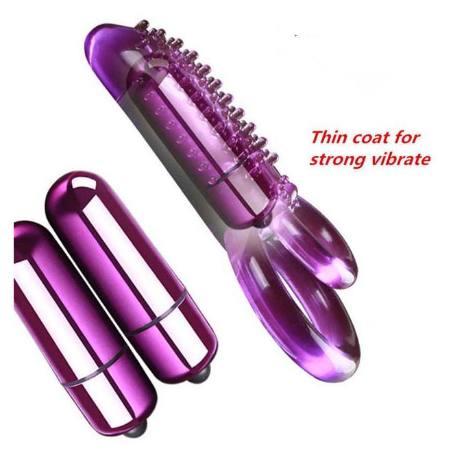 Strapon Double Cock Ring Bullet Vibrator Men Adult Sex Toy
