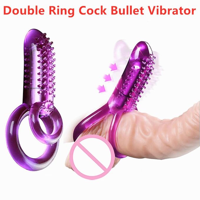 Strapon Double Cock Ring Bullet Vibrator Men Adult Sex Toy