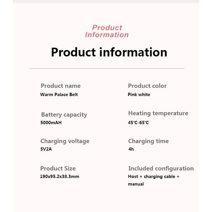 Electric Auto Heating Belly And Back Warming Waist Belt Wrap For Menstrual Cramps Pain Relief