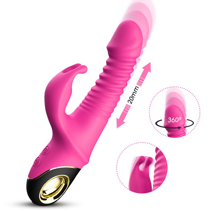 Double Head Clitoral G-Spot Stimulating Telescopic Dildo Vibrators Adult Sex Toy - image 2