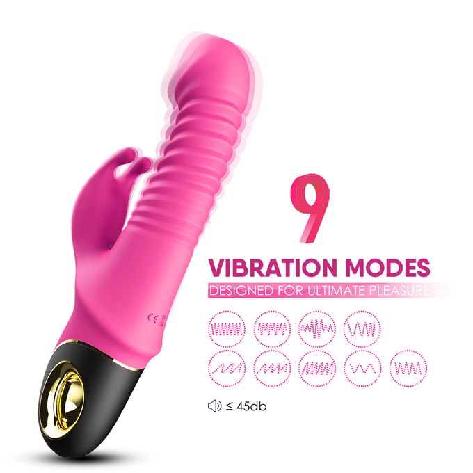 Double Head Clitoral G-Spot Stimulating Telescopic Dildo Vibrators Adult Sex Toy