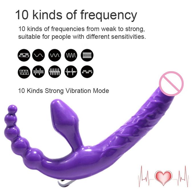 Three Heads Lesbian Butt Plug & Anal Beads G Spot Dildo Vibrator Adult Sex Toy - image 8