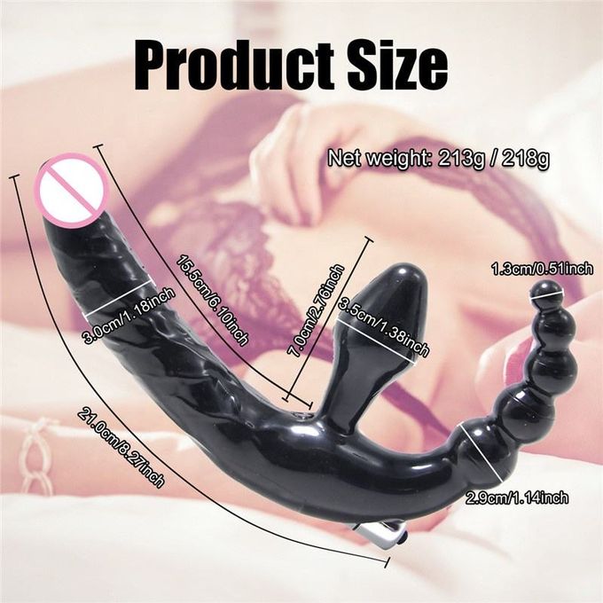 Three Heads Lesbian Butt Plug & Anal Beads G Spot Dildo Vibrator Adult Sex Toy - image 11