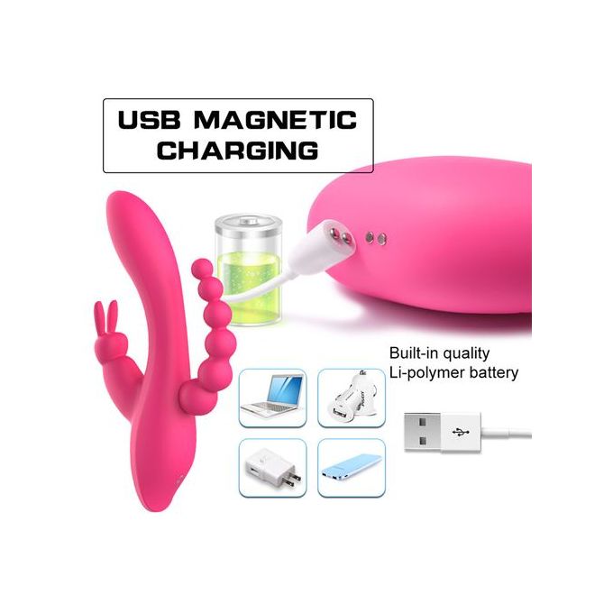 7 Vibration Modes Triple Heads Rabbit Vibrator With Anal Beads And Multi Play Prostate Vibrator - image 3