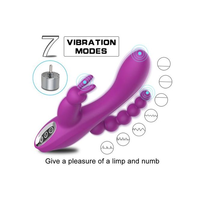 7 Vibration Modes Triple Heads Rabbit Vibrator With Anal Beads And Multi Play Prostate Vibrator - image 2