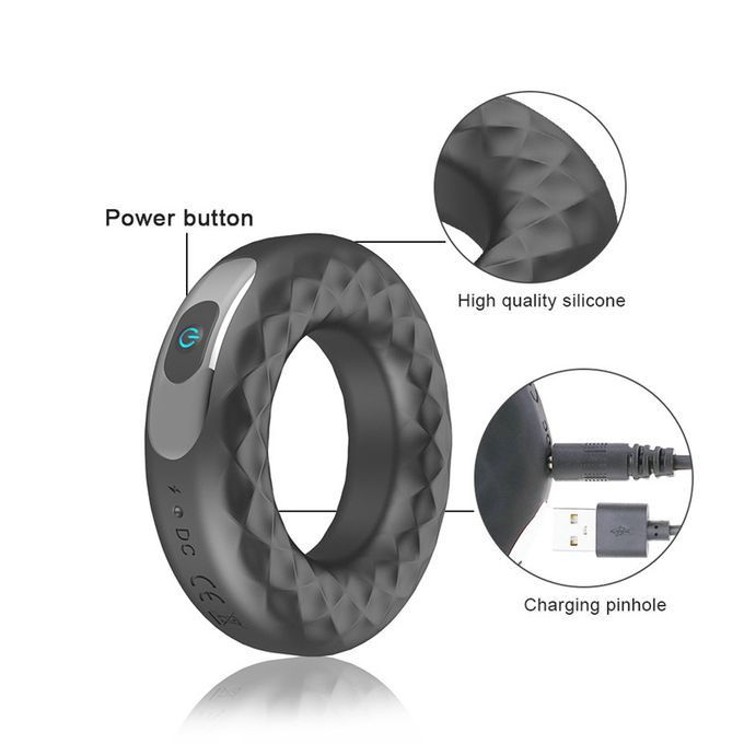 USB Rechargeable 10 Frequency Strong Vibration Cock Ring Vibrator Adult Sex Toy - image 4