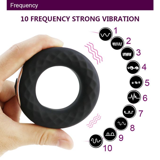 USB Rechargeable 10 Frequency Strong Vibration Cock Ring Vibrator Adult Sex Toy - image 2
