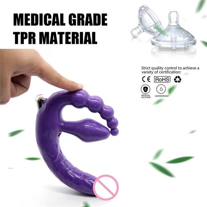 Three Heads Lesbian Butt Plug & Anal Beads G Spot Dildo Vibrator Adult Sex Toy - image 2