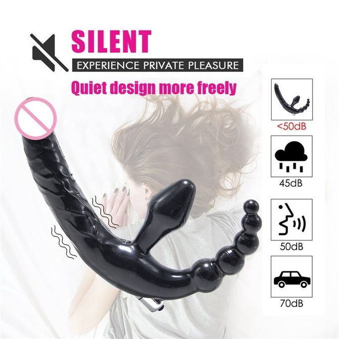 Three Heads Lesbian Butt Plug & Anal Beads G Spot Dildo Vibrator Adult Sex Toy - image 5