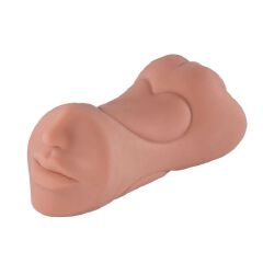 3 In 1 Masturbation Cup Masturbator With 3 Channels: Mouth, Vaginal & Anus Rubber Pussie