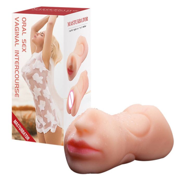 3 In 1 Masturbation Cup Masturbator With 3 Channels: Mouth, Vaginal & Anus Rubber Pussie - image 6