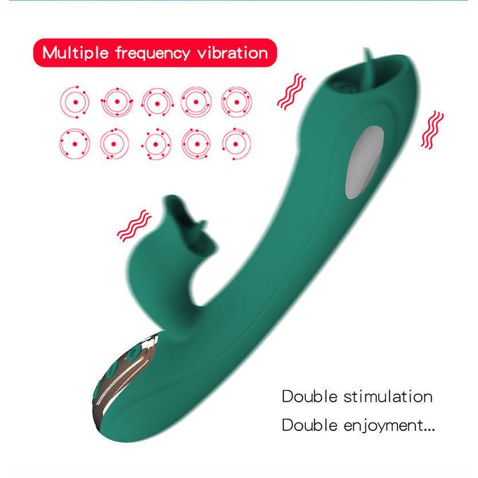 Multiple Frequency USB Double Tongue Lick Vibrator Adult Sex Toy
