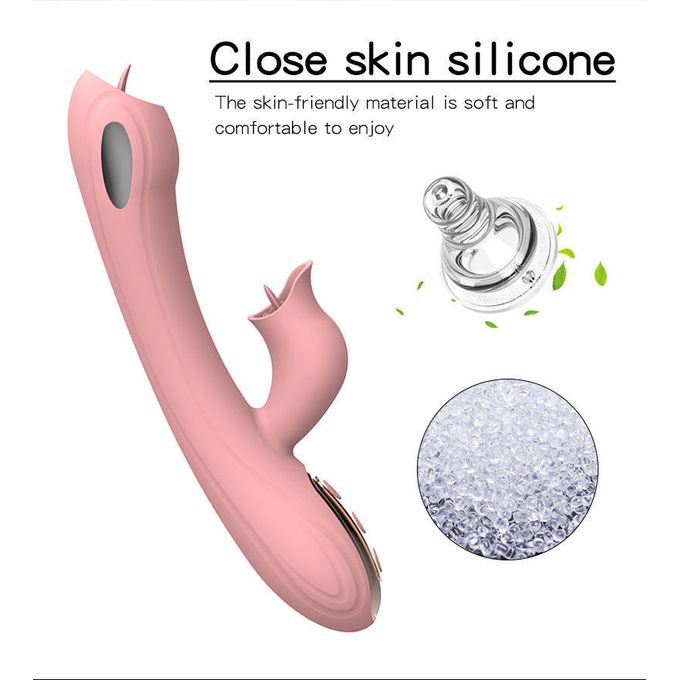 Multiple Frequency USB Double Tongue Lick Vibrator Adult Sex Toy
