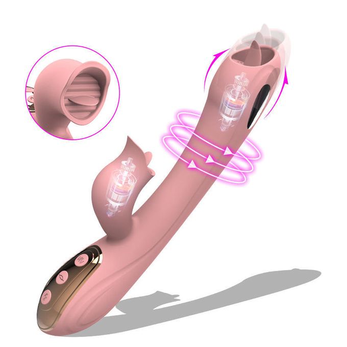 Multiple Frequency USB Double Tongue Lick Vibrator Adult Sex Toy