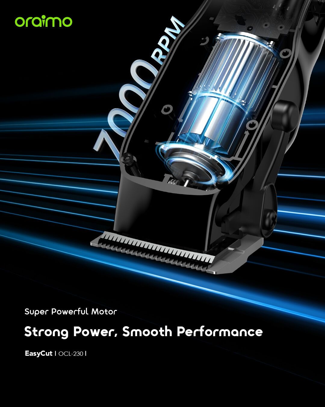 Oraimo OCL-230 EasyCut Super Powerful Adjustable Hair Clipper, Black