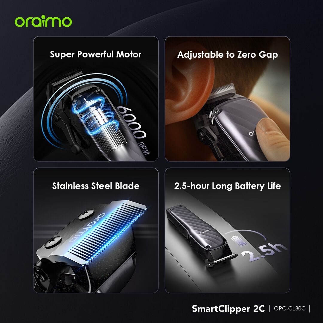 Oraimo OCL-230 EasyCut Super Powerful Adjustable Hair Clipper, Black