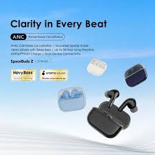 Oraimo SpaceBuds Z ANC Heavy Bass 38Hr playtime, IPX5, True Wireless Earbuds with Spatial Audio- Black