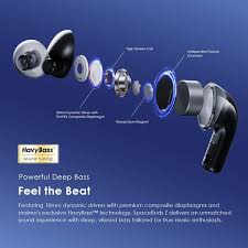 Oraimo SpaceBuds Z ANC Heavy Bass 38Hr playtime, IPX5, True Wireless Earbuds with Spatial Audio- Black