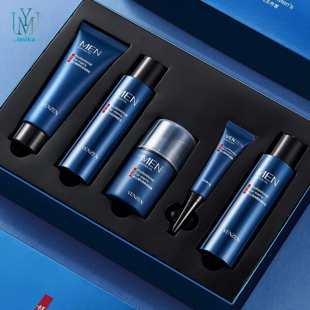 Men’s gift set 5 in1 Professional Skincare Set by VENZEN – Complete Facial mens skin Care set for Cleansing, Moisturizing & Oil Control | mens skin care kit. Best Valentine's gift.