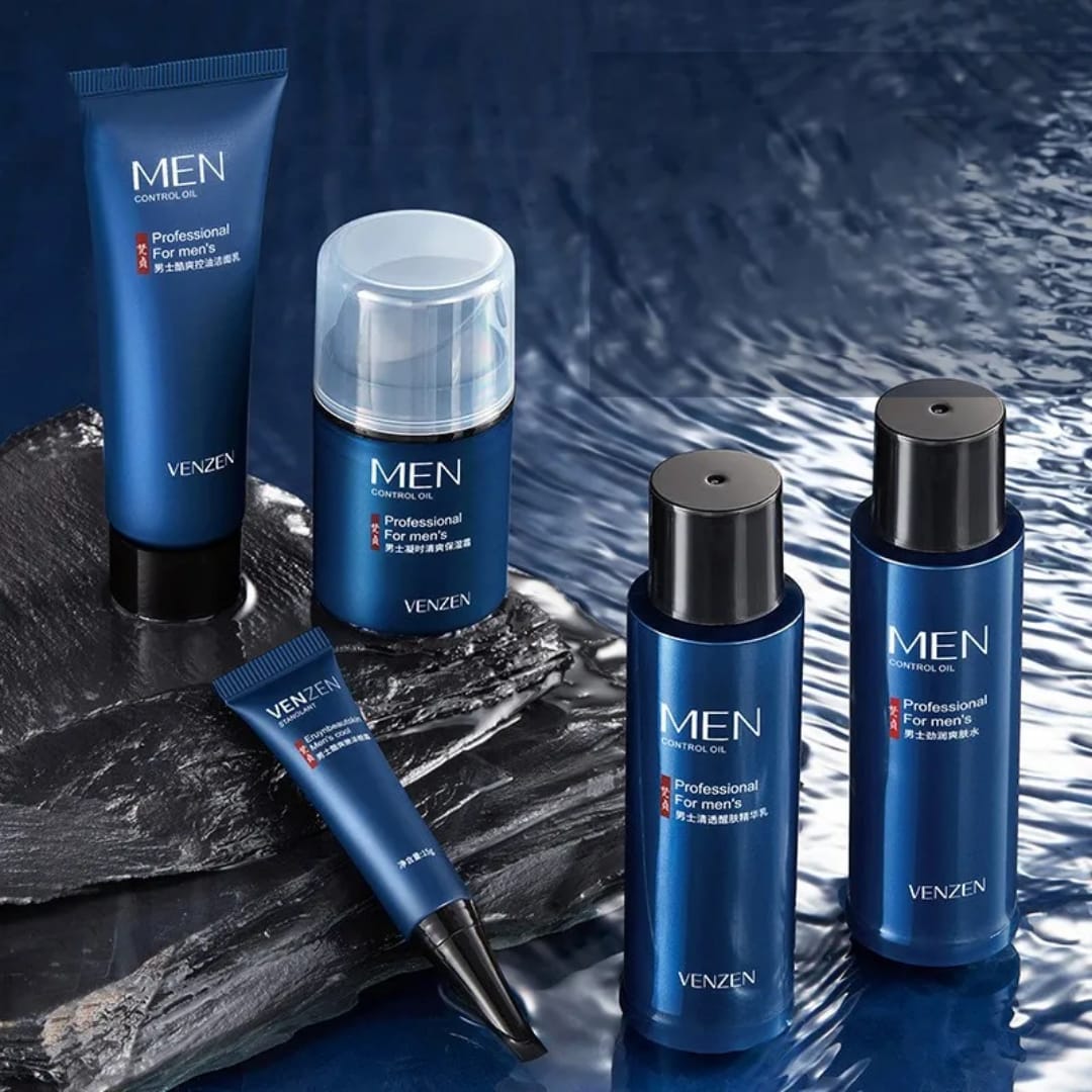 Men’s gift set 5 in1 Professional Skincare Set by VENZEN – Complete Facial mens skin Care set for Cleansing, Moisturizing & Oil Control | mens skin care kit. Best Valentine's gift.