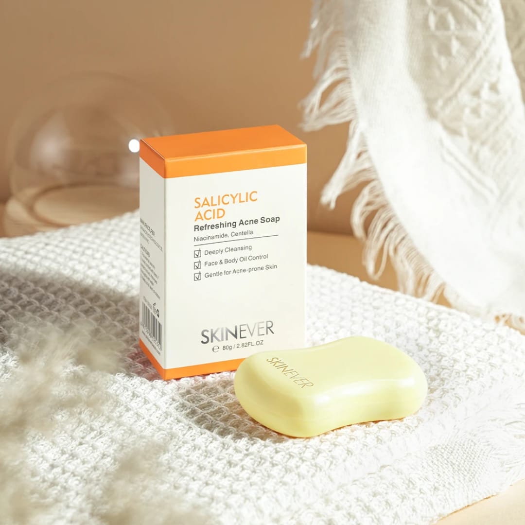 SKINEVER Salicylic Acid Acne Soap Bar with Niacinamide & Centella – Deep Cleansing Face & Body Soap for Oily, Acne-Prone Skin (Oil Control, Gentle Exfoliation)