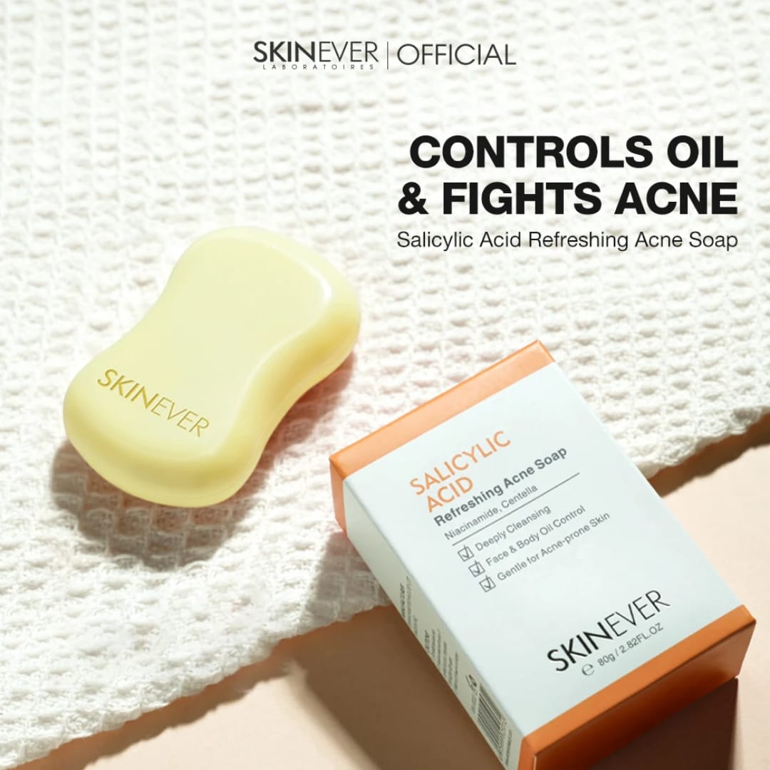 SKINEVER Salicylic Acid Acne Soap Bar with Niacinamide & Centella – Deep Cleansing Face & Body Soap for Oily, Acne-Prone Skin (Oil Control, Gentle Exfoliation)