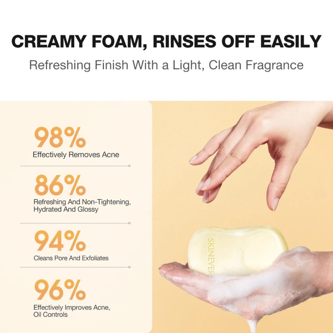 SKINEVER Salicylic Acid Acne Soap Bar with Niacinamide & Centella – Deep Cleansing Face & Body Soap for Oily, Acne-Prone Skin (Oil Control, Gentle Exfoliation)