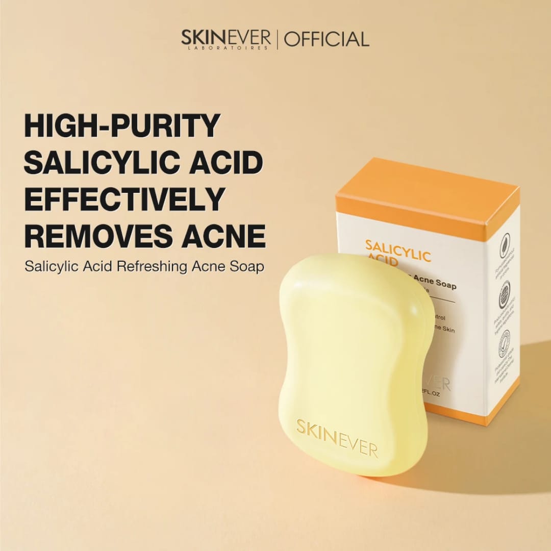 SKINEVER Salicylic Acid Acne Soap Bar with Niacinamide & Centella – Deep Cleansing Face & Body Soap for Oily, Acne-Prone Skin (Oil Control, Gentle Exfoliation)