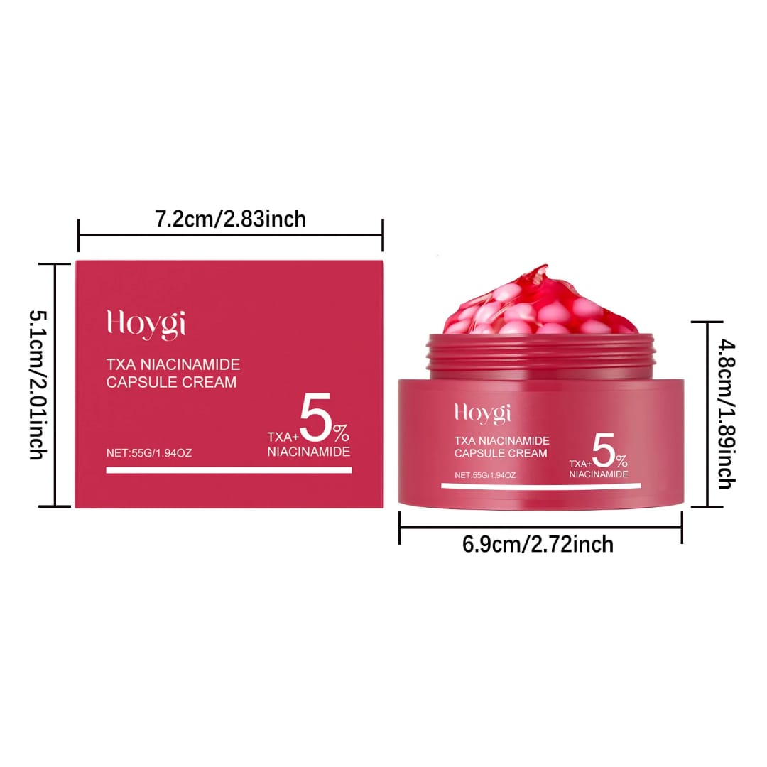 Hoygi TXA Niacinamide Capsule Cream 5% – Hydrating Moisturizer with Tranexamic Acid, Glycerin & Niacinamide for Brightening, Smooth & Soft Skin (55g)